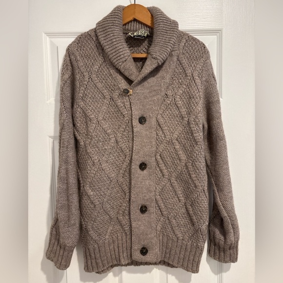 CLOSED Men's Cardigan Alpaca Wool Cable Knit Shawl Collar Made in Italy Size M